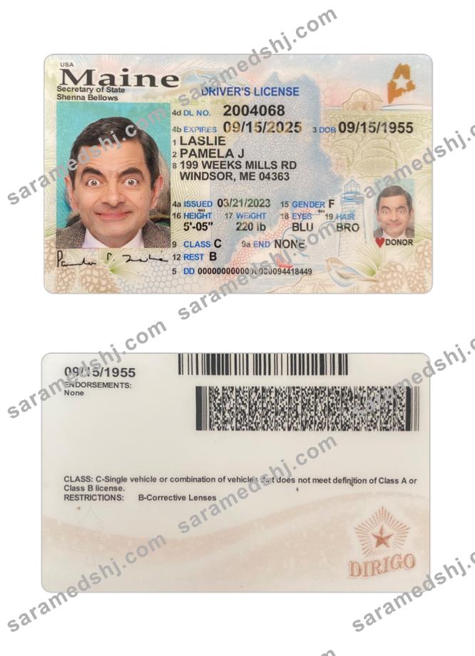 USA Maine driving license 2023-present